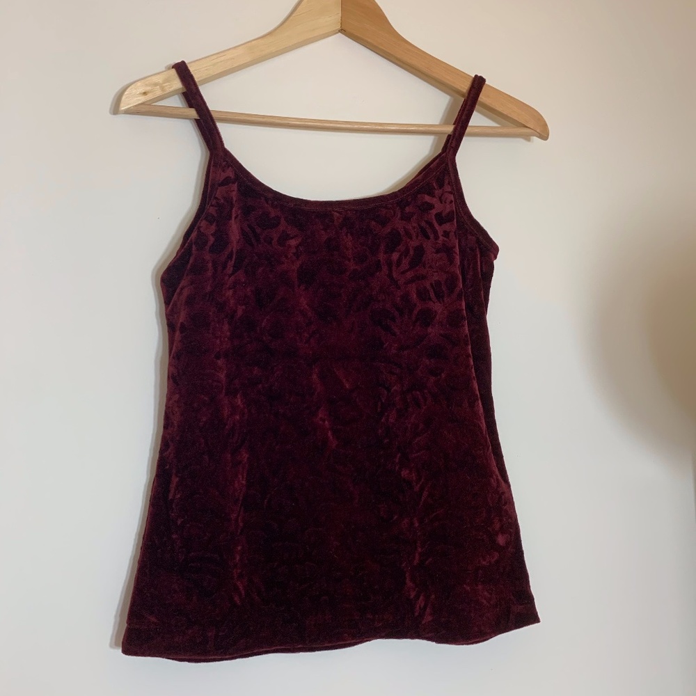 vintage wine red velvet cami top